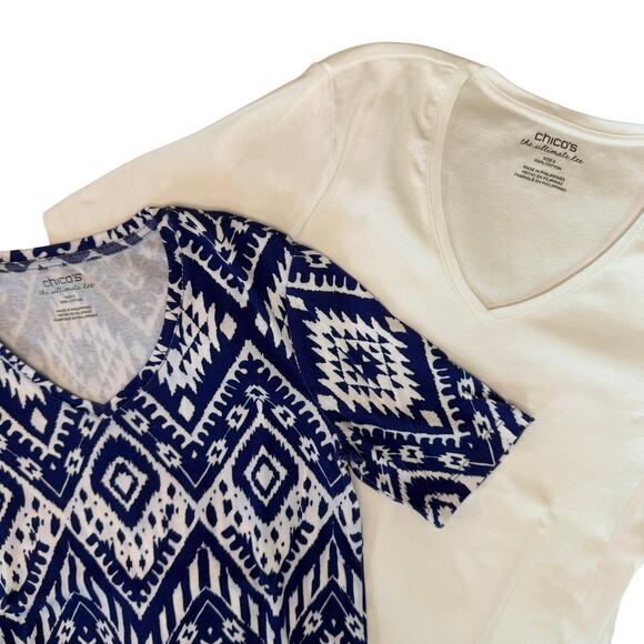 Chico's Tops Bundle Women's Small VNeck 100% Cotton Ultimate Tee Soft Comfy NWOT - Picture 1 of 15